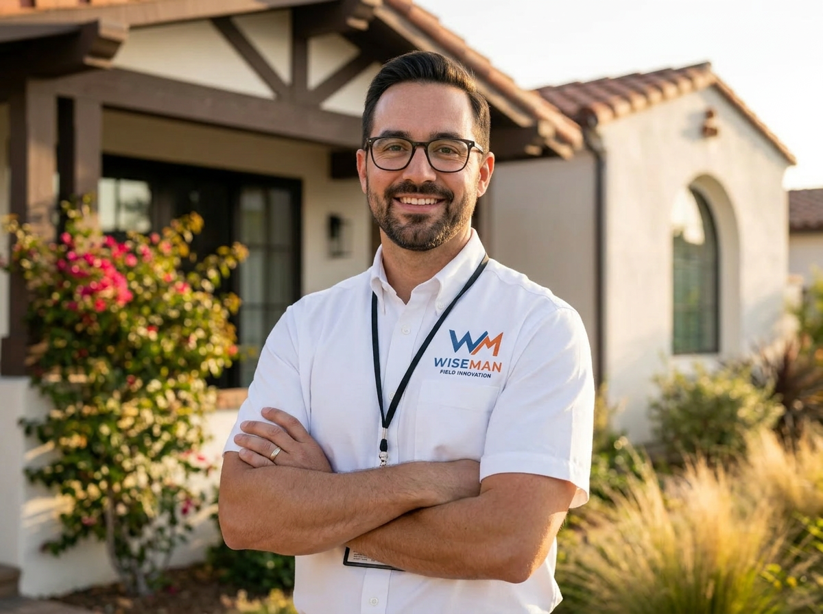 Certified San Diego mold inspector portrait, holding inspection clipboard in a modern home